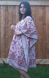 Cream and orange floral kaftan